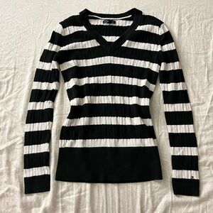 Tommy Hilfiger black and white striped cable knit sweater